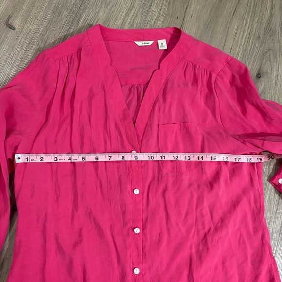 LL Bean Womens Pink Button Down Shirt Sz M Modal Blend Soft Career Easter Spring - Picture 7 of 11